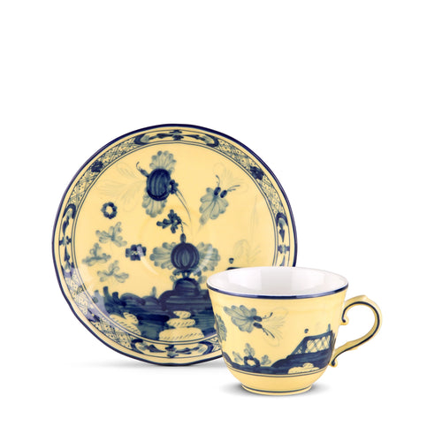 Taza de Cafe con Plato Citrino - Oriente Italiano (para Lista de novios)
