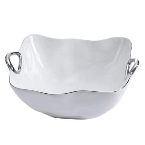 Bowl Cuadrado Grande Con Asas Plateadas
