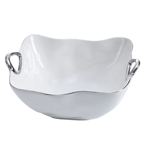 Bowl Cuadrado Grande Con Asas Plateadas
