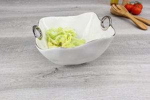 Bowl Cuadrado Con Asas Plateadas