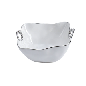 Bowl Cuadrado Con Asas Plateadas