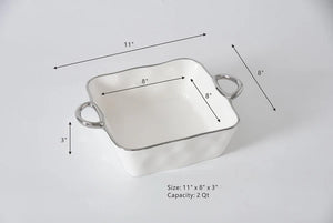 Fuente Para Hornos Cuadrada De Asas Plateadas