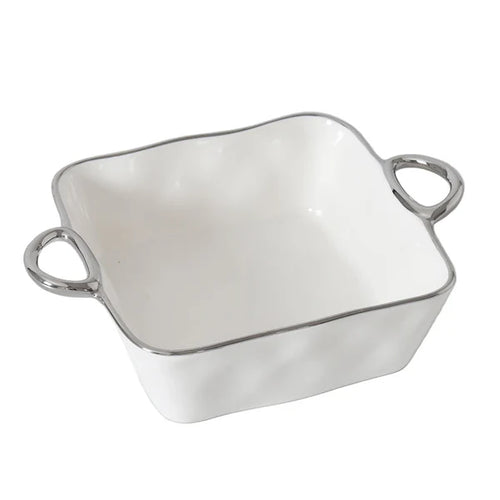 Fuente Para Hornos Cuadrada De Asas Plateadas
