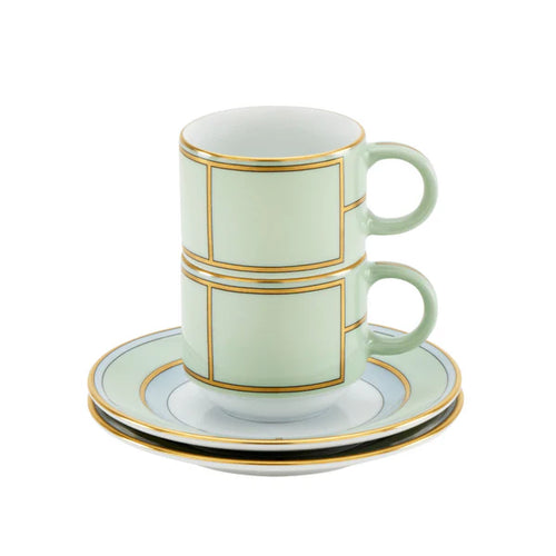 Taza de Cafe Con Plato - Diva Verde (Set de 2) (para Lista de novios)