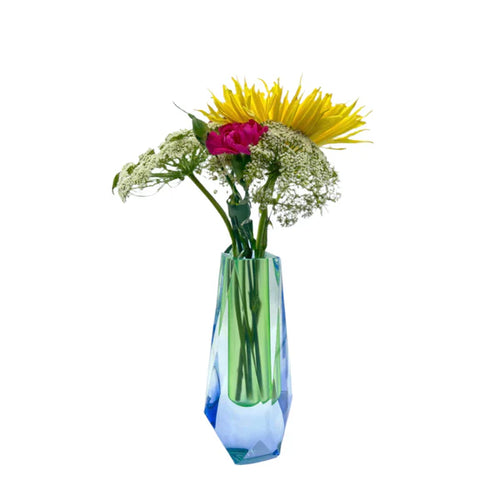 Lumina - Jarrón pequeño azul y verde iridiscente (Para Lista de Novios)