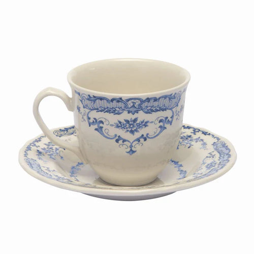 Taza De café Con Plato Rosa Azul (Set de 6)