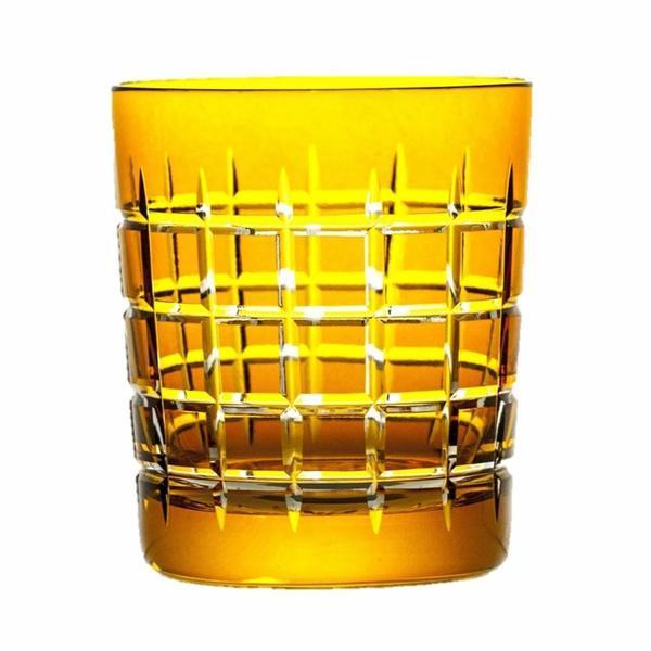 Vaso de Whiskey Cuadros - Amarillo - (Para Listas De Novios)